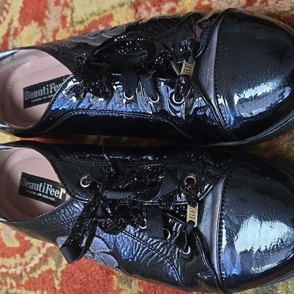 Beautifeel black leather floral sneakers - Picture 4 of 7